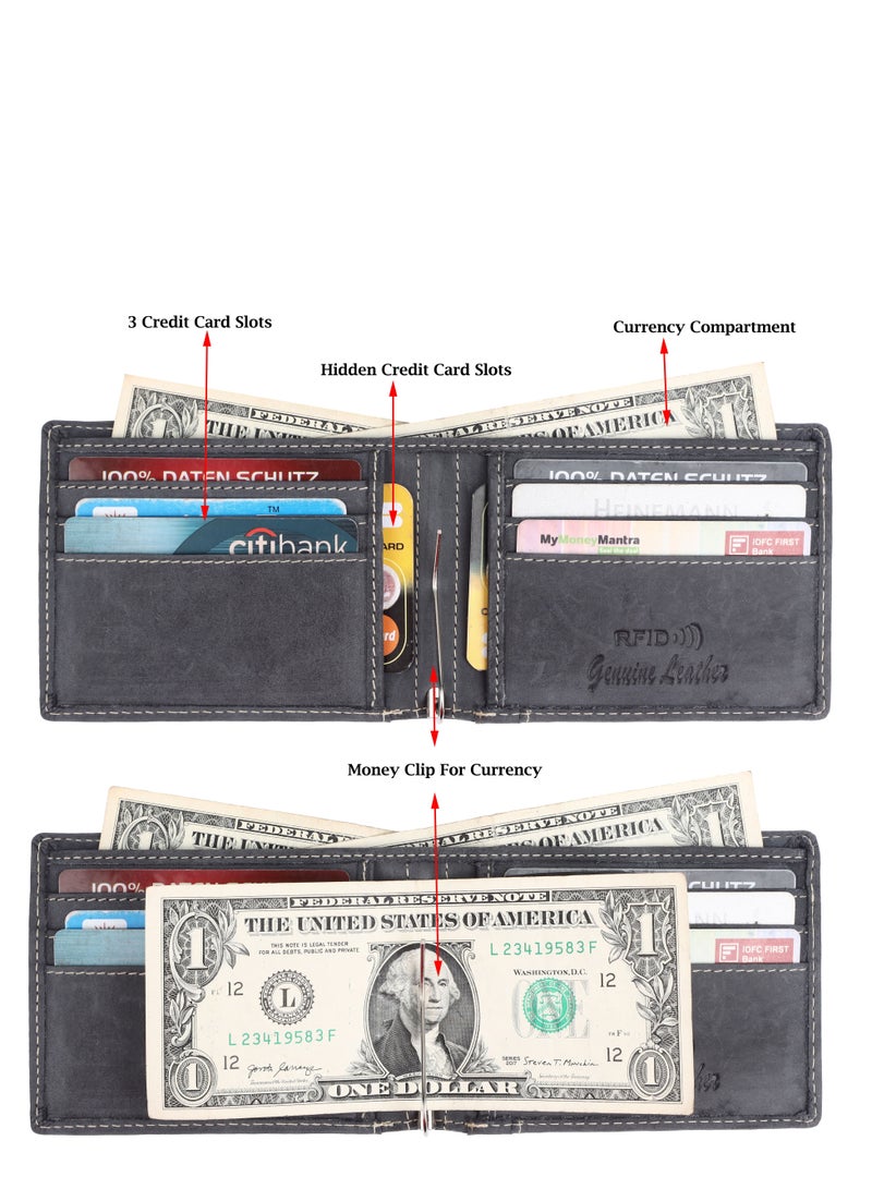 FEND Fend Genuine Leather Men's Wallet with RFID Protection Grey  - Image 4