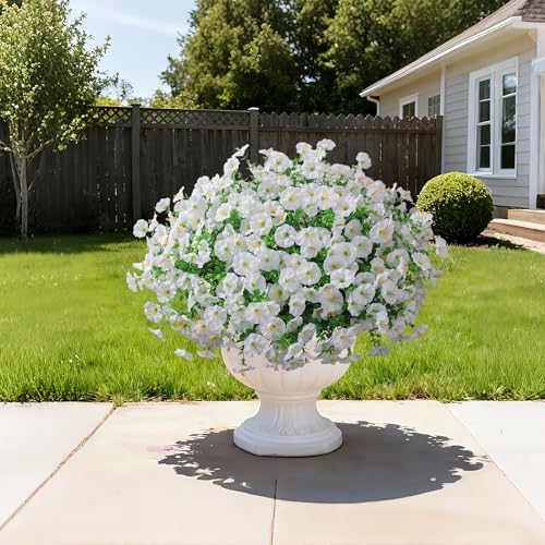 Ivydale 24 Bundles Artificial Flowers for Outdoors Summer Outside Decoration, Faux Silk Petunias White Fake Flowers Bulk Realistic UV Resistant Plants for Outdoor Planters Porch Patio Garden Yard Home - Image 2