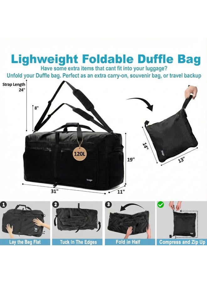 bago 40L 60L 80L 100L 120L 140L Duffel Bags for Traveling – Durable Lightweight Waterproof Foldable Duffle Bag for Travel with Shoe Compartment, Packable Collapsible Overnight Bag for Men & Women, All - Image 3