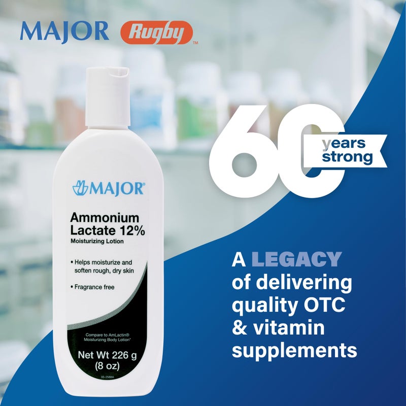Major Ammonium Lactate 12% Moisturizing Lotion - Lactic Acid Lotion - Helps Hydrate, Soften, and Exfoliate Rough, Dry Skin - Daily Body Lotion - Fragrance-Free - 8 Oz (1 Pack) - Image 2