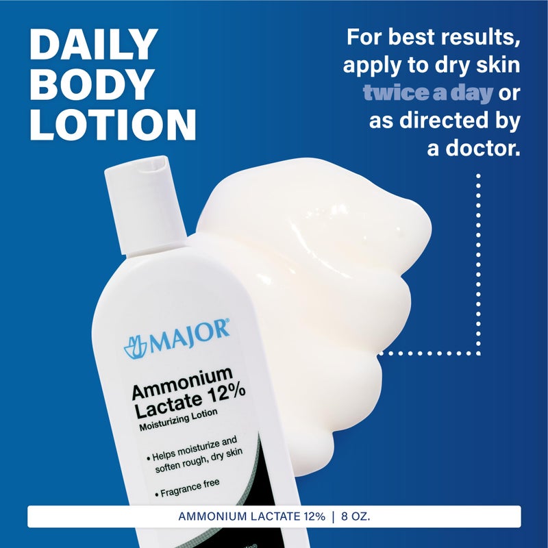 Major Ammonium Lactate 12% Moisturizing Lotion - Lactic Acid Lotion - Helps Hydrate, Soften, and Exfoliate Rough, Dry Skin - Daily Body Lotion - Fragrance-Free - 8 Oz (1 Pack) - Image 3