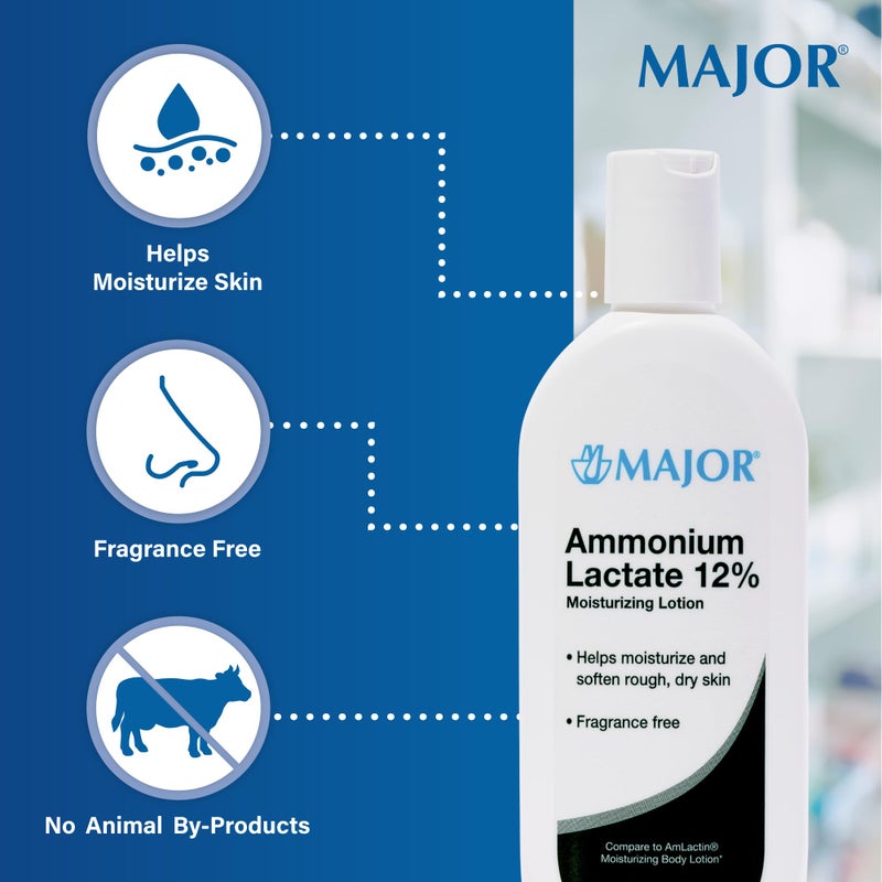 Major Ammonium Lactate 12% Moisturizing Lotion - Lactic Acid Lotion - Helps Hydrate, Soften, and Exfoliate Rough, Dry Skin - Daily Body Lotion - Fragrance-Free - 8 Oz (1 Pack) - Image 4