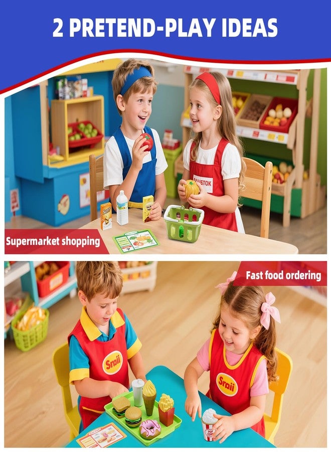HYES Rechargeable Wooden Cash Register for Kids, Toy Cash Register with Play Money, Toy Food, Pretend Play Supermarket & Fast Food Restaurant, Toddler Learning Toys for Boy & Girl Age 3-5, Blue - Image 3
