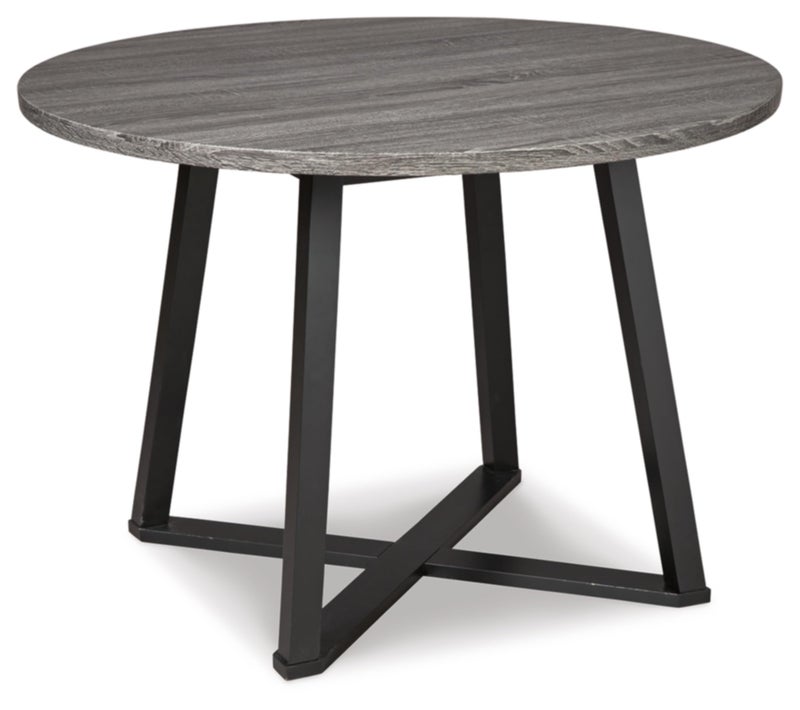 Signature Design by Ashley Centiar Mid Century Round Dining Room Table with Metal Legs Gray  Black