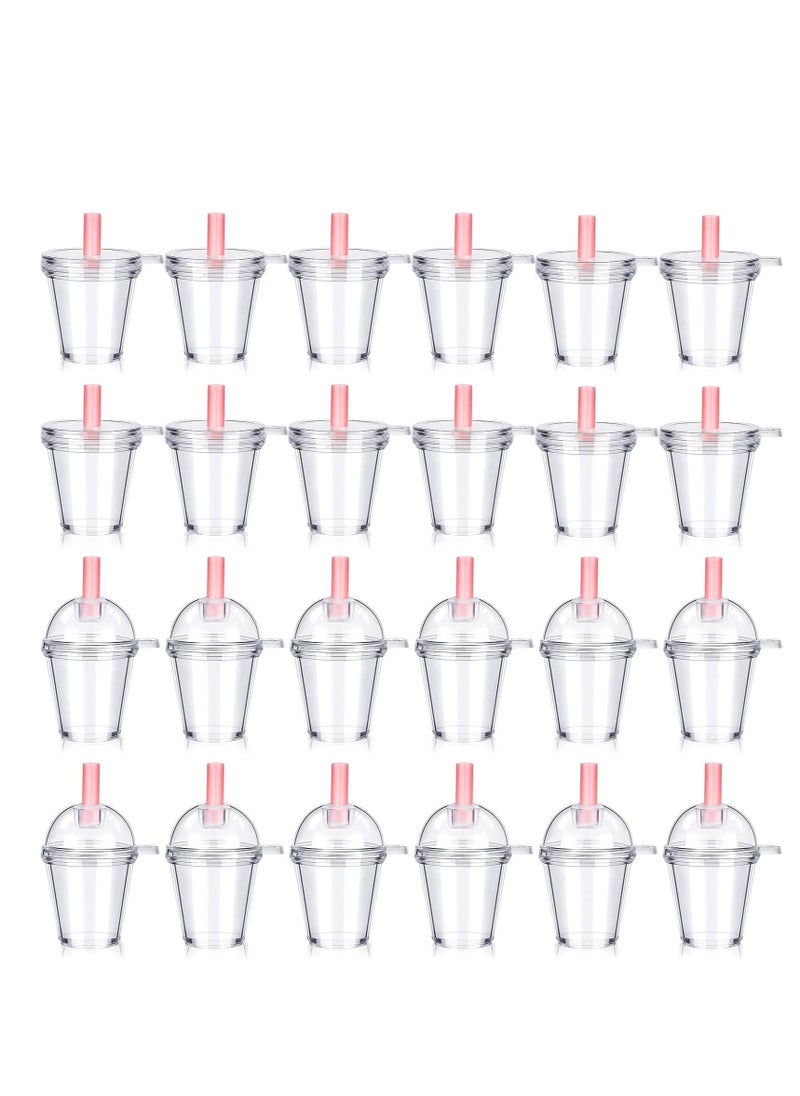 Excefore 24 Pieces Accessories Plastic Coffee Cups, Mini Coffee Cups with Lids Ice Cream Cup Pendant Charms, Suitable for Doll Crafts Accessories (1.7 x 2.4 Inch)  - Image 1