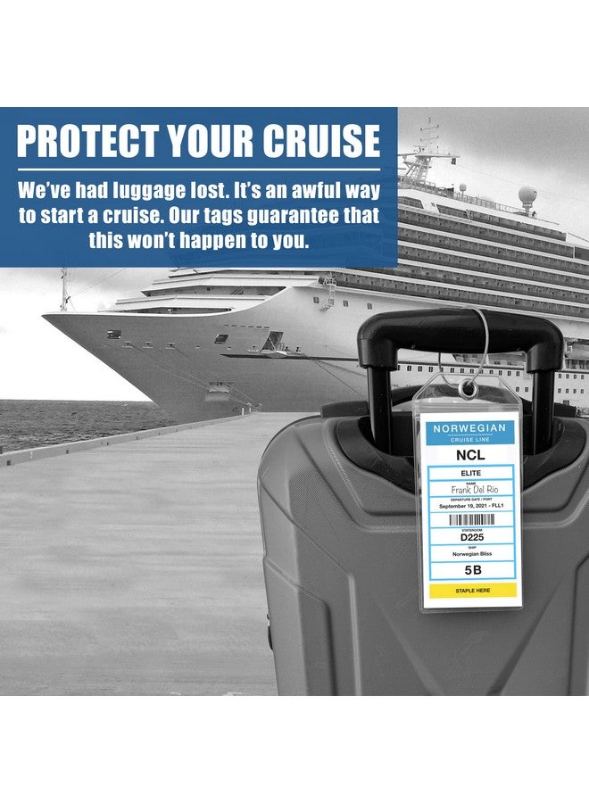 كروز أون حاملات بطاقات الأمتعة من Cruise On Norwegian (عبوة من 4 قطع) وحبال تعليق (عبوة من قطعتين) - كبيرة، شفافة، مقاومة للماء، مستلزمات الرحلات البحرية 2025-2026 - بطاقات وبطاقات شحن آمنة (أزرق ملكي)  - Image 2
