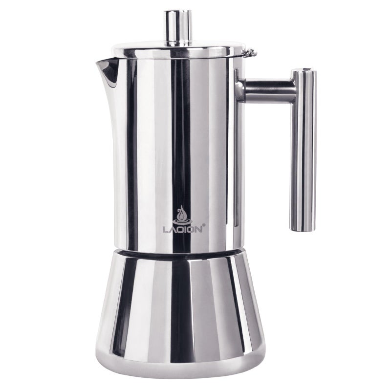 LAOION Stovetop Espresso Maker, 12Cup 17.5 oz Moka Pot, Stainless Steel Cuban and Italian Coffee Maker for Cafetera Cubana, Greca De Cafe Induction Stovetop Compatible, Coffee Gift for Home Travel - Image 1