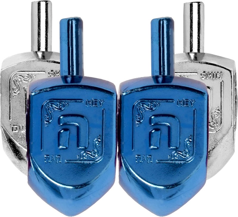 Izzy 'n' Dizzy Hanukkah Dreidels - Metallic Blue and Silver Dreidel - 10 Pack Medium - Image 3