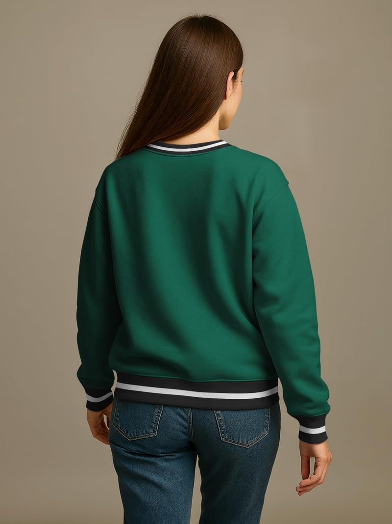 HELLCAT Tshirt for Woman | Full Sleeve Tshirt for Women | Varsity T Shirt for Women_ Green_Medium - Image 4