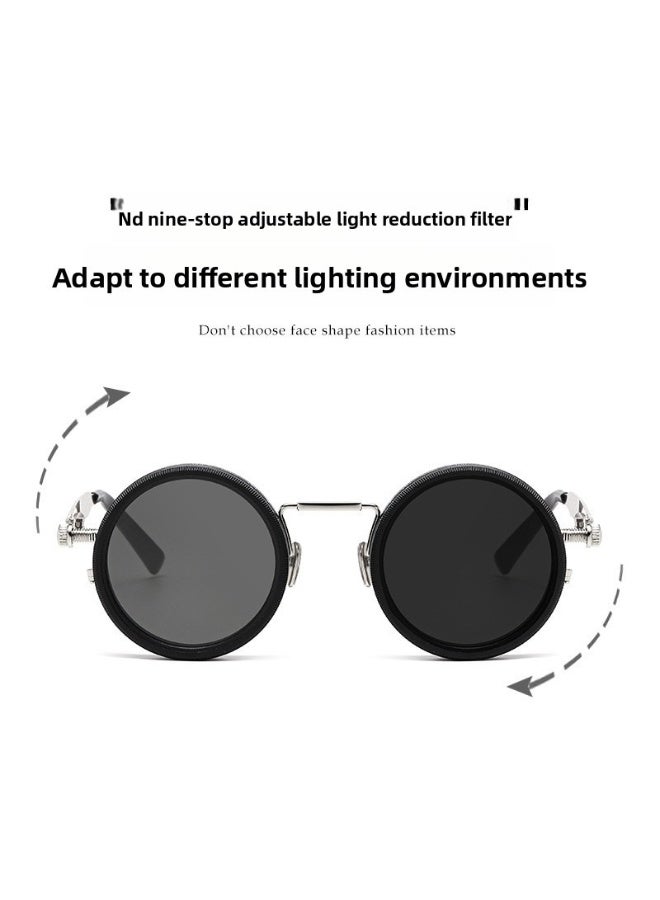 Unisex Round Frame Polarized Sunglasses with Adjustable ND2-400 Filter & UV380 Protection - Image 5
