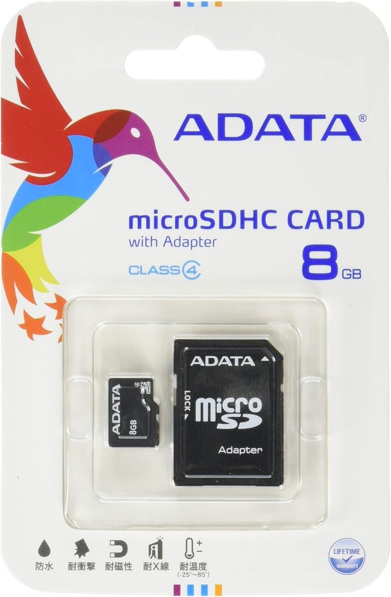 ADATA ADATA 8GB microSDHC Class 4 Memory Card with Adapter AUSDH8GCL4RA1 - Image 1