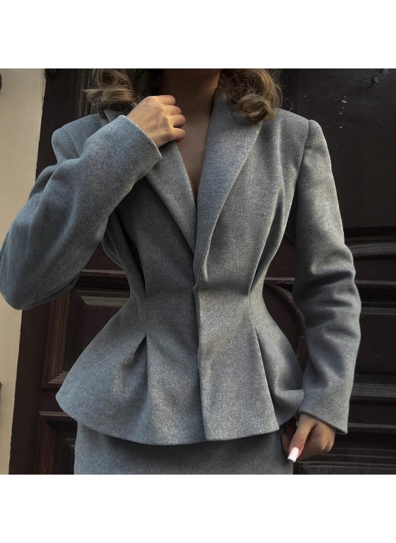 Shougu New Fashionable Waist Cinching Temperament Suit Jacket And Skirt Set  - Image 2