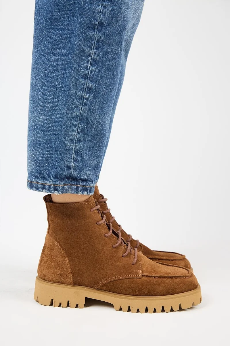 Manijero Manijero (Valentina) Women's Genuine Leather Lace-up Tan Boots