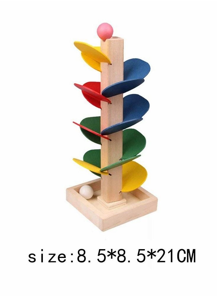 Y&D - Marble Ball Run Track Game Toy Kit, Wooden Detachable Leaves Colorful Tree Kids Educational Blocks Stylish And Practical - Image 1