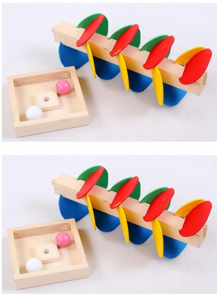 Y&D - Marble Ball Run Track Game Toy Kit, Wooden Detachable Leaves Colorful Tree Kids Educational Blocks Stylish And Practical - Image 1