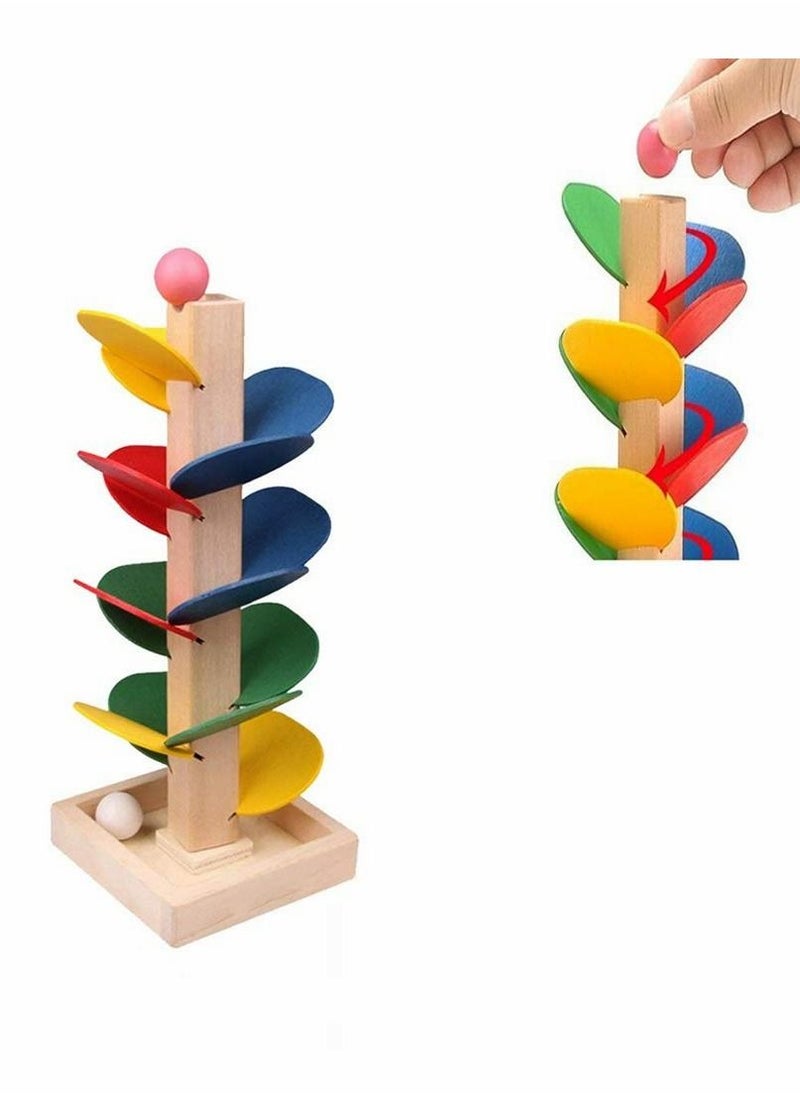 Y&D - Marble Ball Run Track Game Toy Kit, Wooden Detachable Leaves Colorful Tree Kids Educational Blocks Stylish And Practical - Image 1