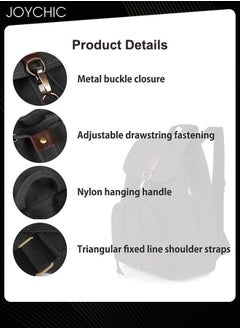 Joychic Retro Trendy Women Girls Large Capacity Canvas Backpack Multi Pocket School Bag for Travel Sports Outdoor Camping Hiking Cycling Black  - Image 2