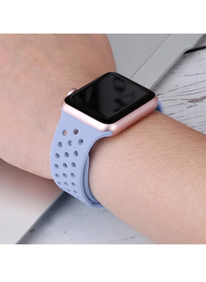 Generic - Compatible with Apple Watch Band 45mm 44mm 42mm 49mm ,Soft Silicone Sport Breathable Replacement Band Compatible for Apple Watch SE iWatch Series 7 8 6 5 4 3 2 1 ultra,Purple & Black L/M - Image 1