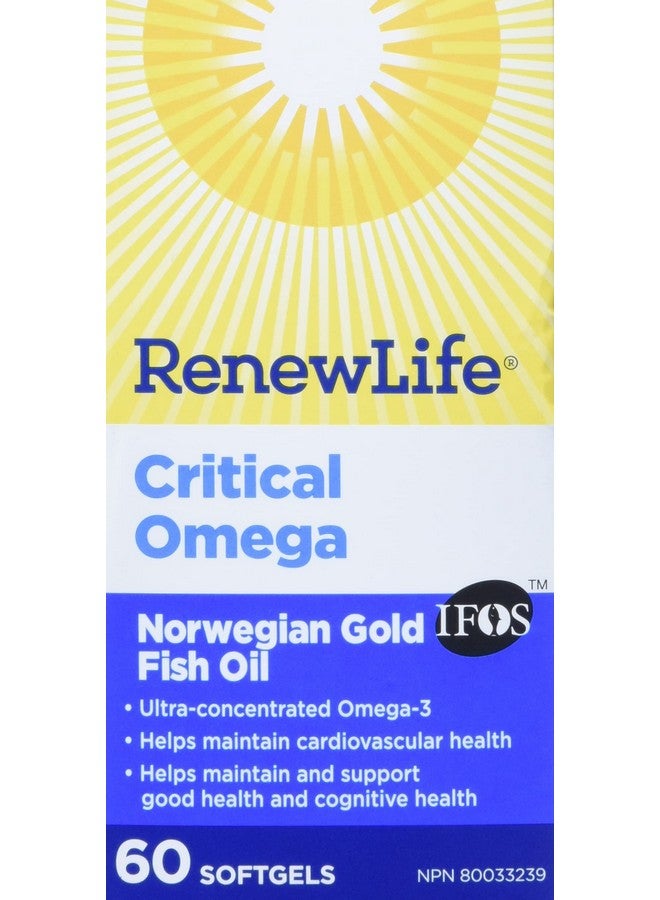 Renew Life Norwegian Gold Adult Fish Oil Critical Omega Fish Oil Omega3 Supplement Gluten  Dairy Free 60 Burpfree Softgel Capsules - Image 2