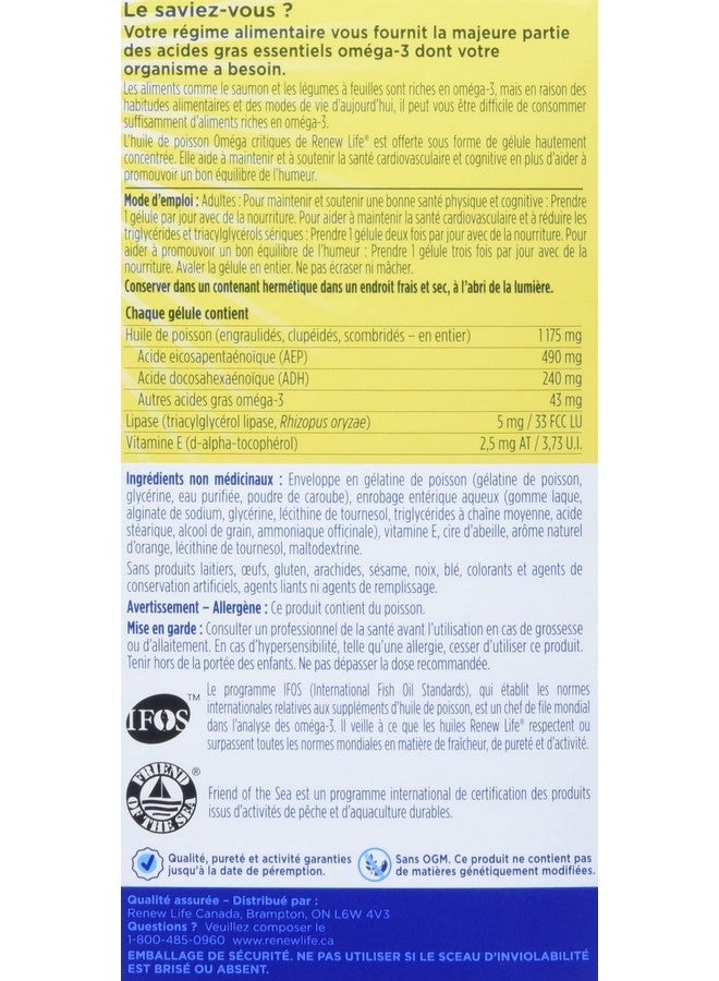 Renew Life Norwegian Gold Adult Fish Oil Critical Omega Fish Oil Omega3 Supplement Gluten  Dairy Free 60 Burpfree Softgel Capsules - Image 4