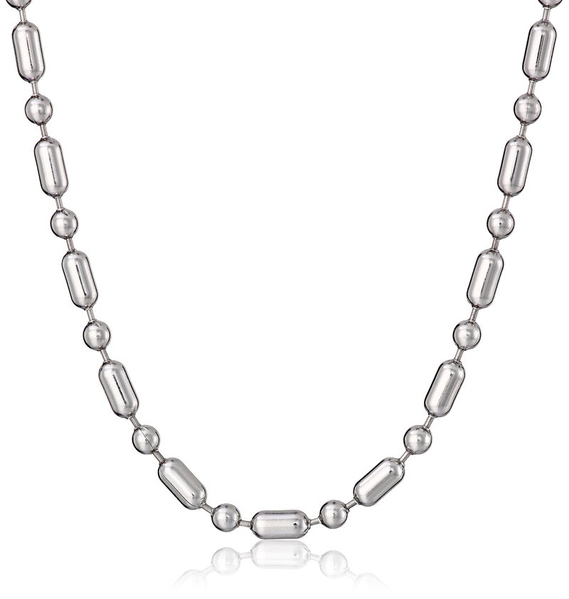 Loralyn Designs 24 Inch Mens Silver Stainless Steel Bead Chain Necklace 2mm - Image 1
