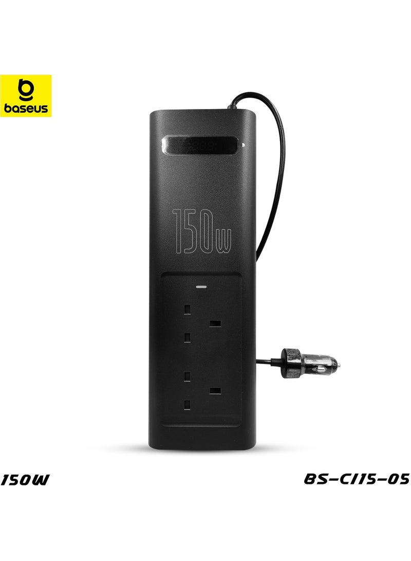 Baseus BASEUS Car Power Inverter 220V 150W 12V to 220V Out Smart Display Car Inverter 220V + USB + Type C Ports Car PD Charger - Image 1