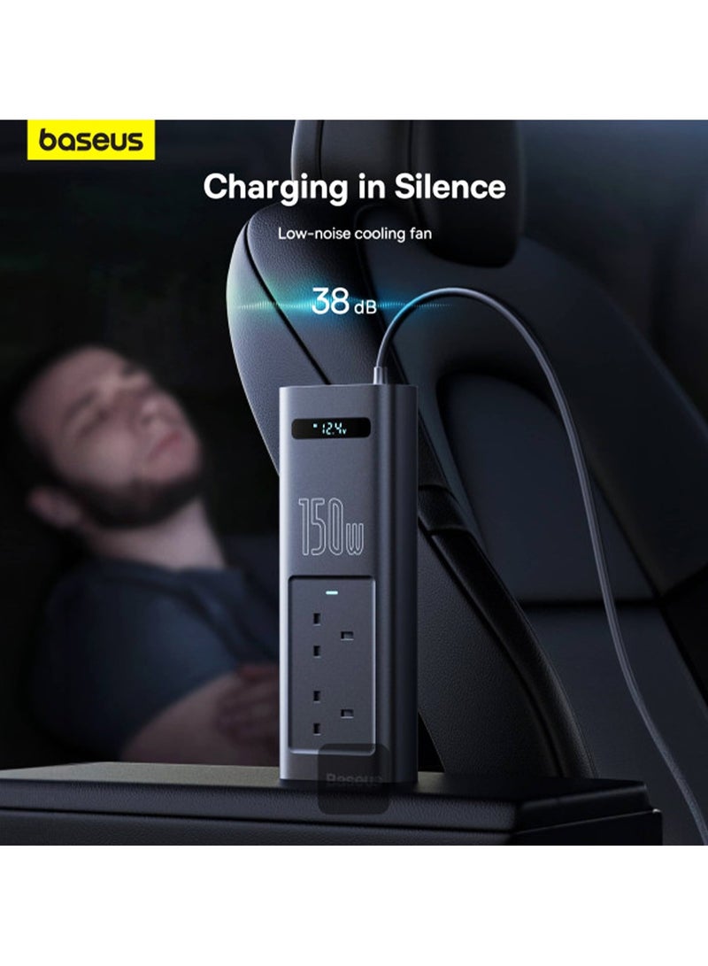 Baseus BASEUS Car Power Inverter 220V 150W 12V to 220V Out Smart Display Car Inverter 220V + USB + Type C Ports Car PD Charger - Image 2