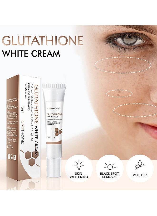 Lanthome - Glutathione Whitening Cream, Facial Dark Spots Remover 2% Glutathione Face Cream, Prevent Aging Moisturizing Skin Brightener Cream, Smoothing Brightening Cream, White Lightening Beauty Cream 20G - Image 1