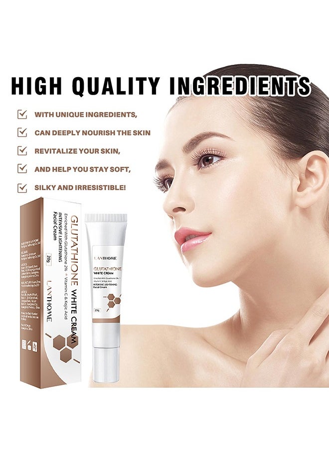 Lanthome - Glutathione Whitening Cream, Facial Dark Spots Remover 2% Glutathione Face Cream, Prevent Aging Moisturizing Skin Brightener Cream, Smoothing Brightening Cream, White Lightening Beauty Cream 20G - Image 1