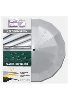 Y&D Sun Rain Compact Umbrella, UPF 50+ UV Protection 16 Fibreglass Ribs Super Windproof Folding Umbrella Parasol, Blocking Travel Golf  - Image 3