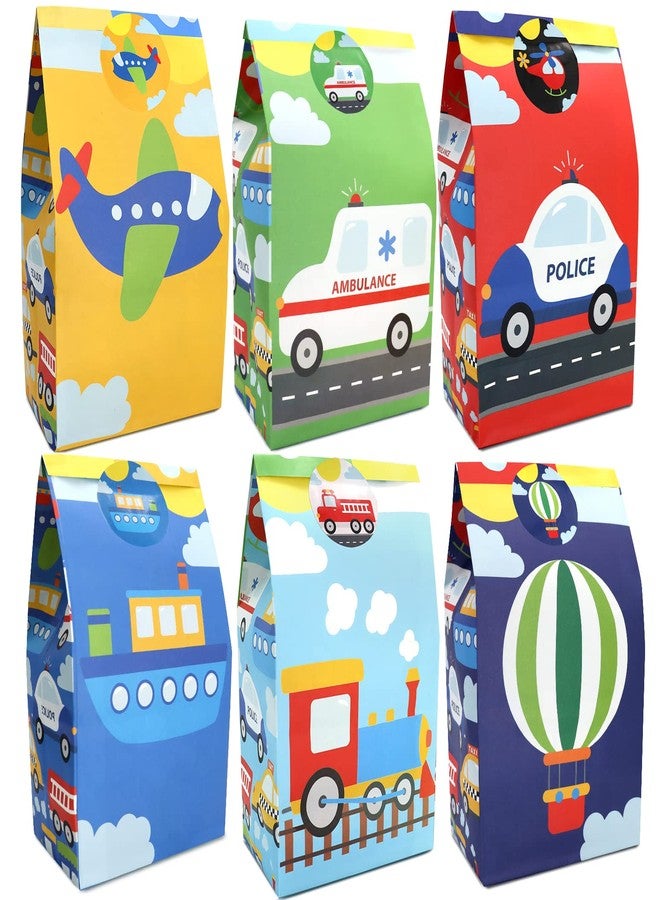 HaPiBiDesign 24 PCS Transportation Party Favor Bags with Stickers - Traffic Goodie Gift Treat Bags for Birthday Party Supplies - Image 1