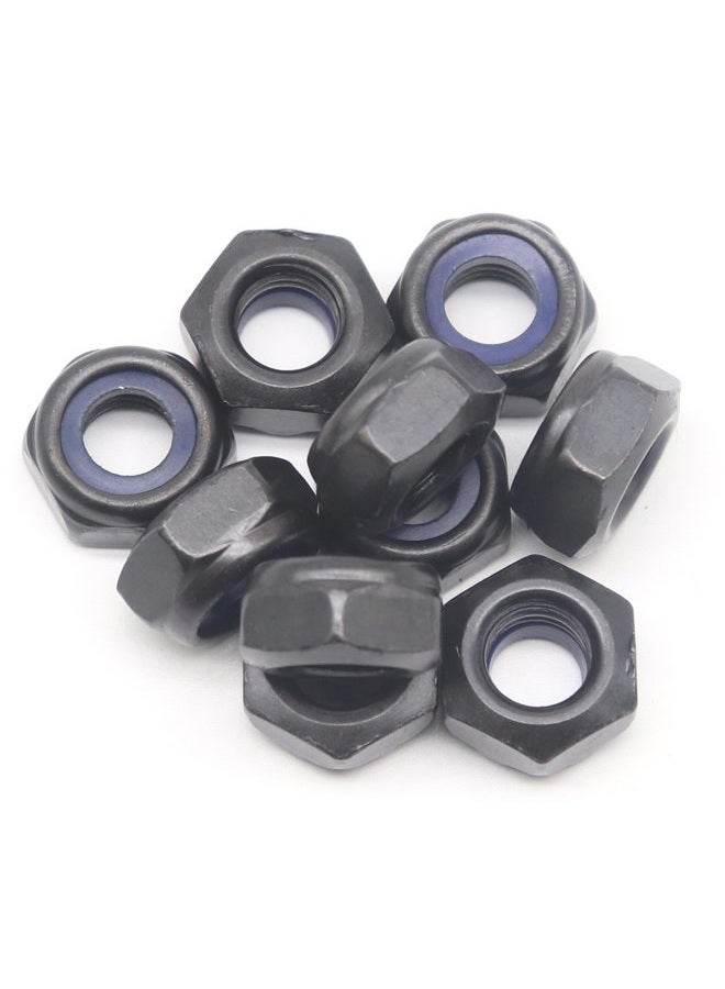 binifiMux 10Pcs M10 x 1.5mm Black Hex Nylon Insert Self Lock Nuts, Carbon Steel, Zinc Plated - Image 1