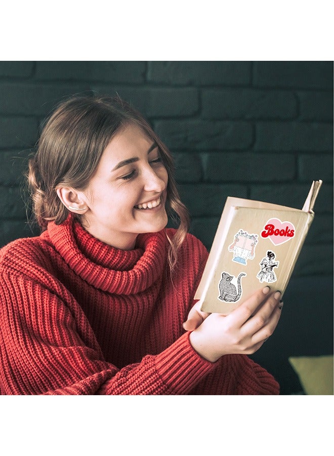 50-Piece Book Reading Graffiti Cartoon Stickers Vinyl Aesthetic Sticker Laptop Stickers for Skateboard Guitar Travel Case Graffiti Sticker Door Luggage Car Bike Bicycle for Kids Teens Girls Adults - Image 4