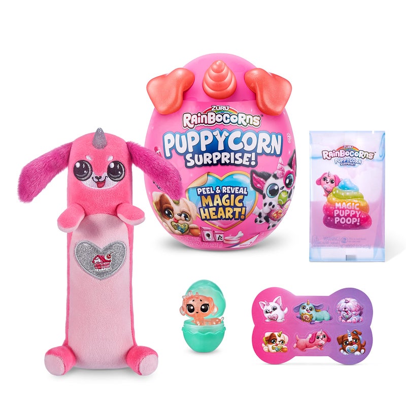 Rainbocorns Puppycorn Surprise Series 2 (Sausage Dog) by ZURU, Collectible Plush Stuffed Animal, Surprise Egg, Scratch n Sniff Sticker, Color Mix Slime, Ages 3+ for Girls, Children - Image 1