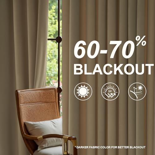 Topfinel Beige Cream Velvet Blackout Curtains 84 Inches Long, Ivory Room Darkening Thermal Insulated Soundproof Modern Nursery Rod Pocket Back Tab Winter Drapes for Living Room Bedroom 2 Panels - Image 5