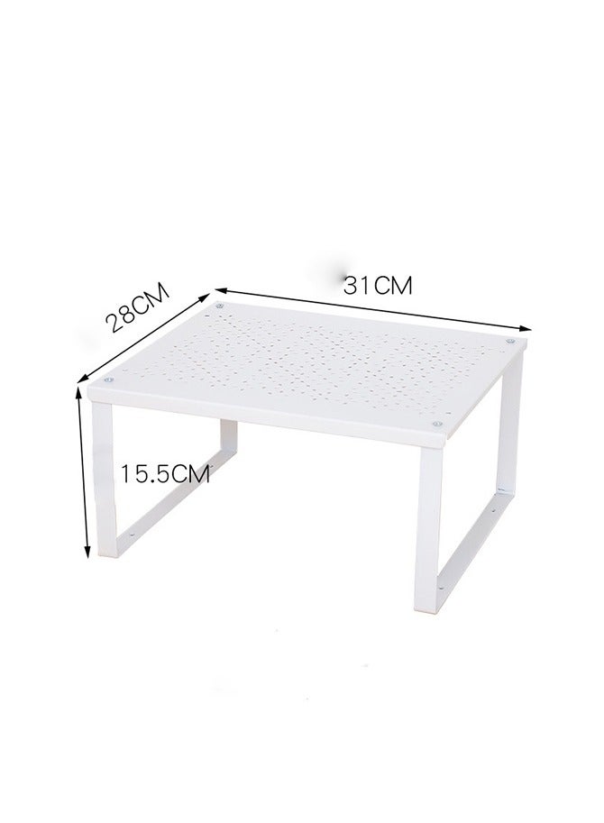 Kitchen Shelves Stackable Kitchen Shelf Organizer, bathroom Storage Pantry under sink, spice rack nonslipRectangular Shelf Insert White 31x28x15.5centimeter - Image 3