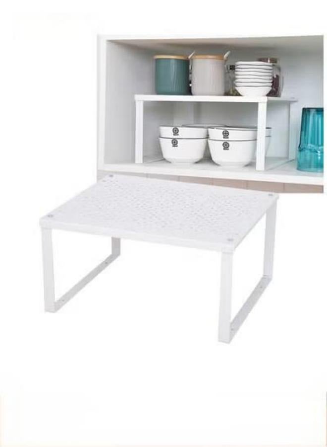 Kitchen Shelves Stackable Kitchen Shelf Organizer, bathroom Storage Pantry under sink, spice rack nonslipRectangular Shelf Insert White 31x28x15.5centimeter - Image 1