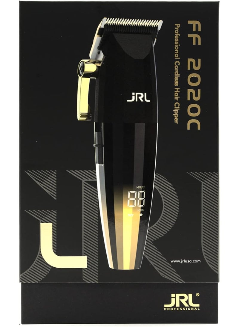جي آر إل بروفيشنال ماكينة قص الشعر الاحترافية JRL FreshFade 2020C-G Gold، ماكينة حلاقة لاسلكية للحلاقين مع تقنية Cool Blade وSmart-Clip، شاشة LCD، بطارية ليثيوم، مثالية للتدريج والسكين فيد والصالونات - Image 3