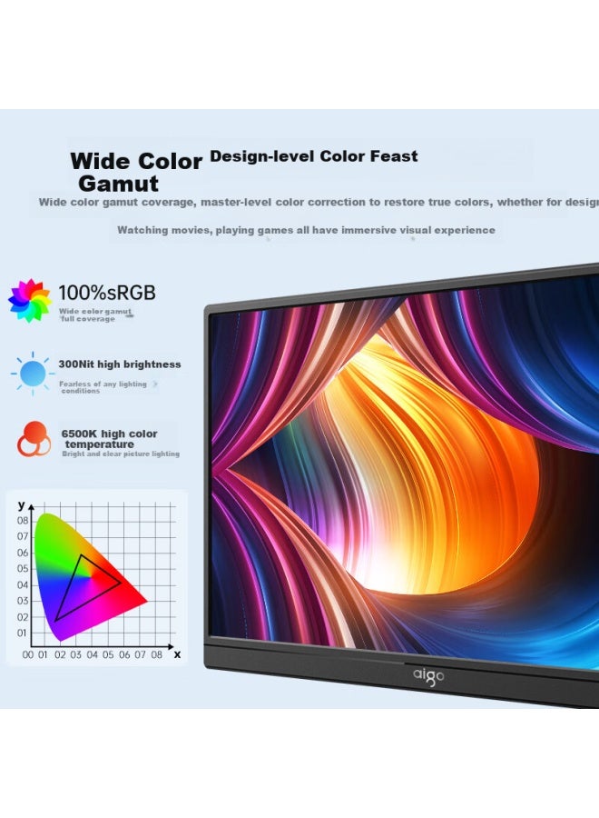 Patriots Aigo 16-Inch Portable Monitor For Laptop, Second Screen For Gaming, Office Work, And Stock Trading, 1200P One-Cable Connection - Image 2