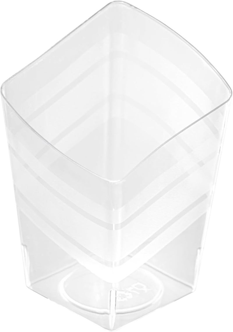 RestaurantwareMini Serve 3 Ounce Triangular Tasting Cups 100 Slanted Mini Dessert Cups  Disposable Striped Design Clear Plastic Parfait Cups Serve Appetizers Samples Or Desserts For Buffet - Image 2