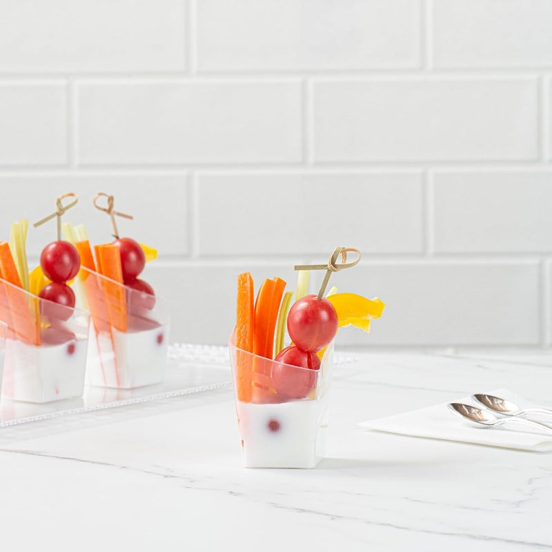 RestaurantwareMini Serve 3 Ounce Triangular Tasting Cups 100 Slanted Mini Dessert Cups  Disposable Striped Design Clear Plastic Parfait Cups Serve Appetizers Samples Or Desserts For Buffet - Image 4