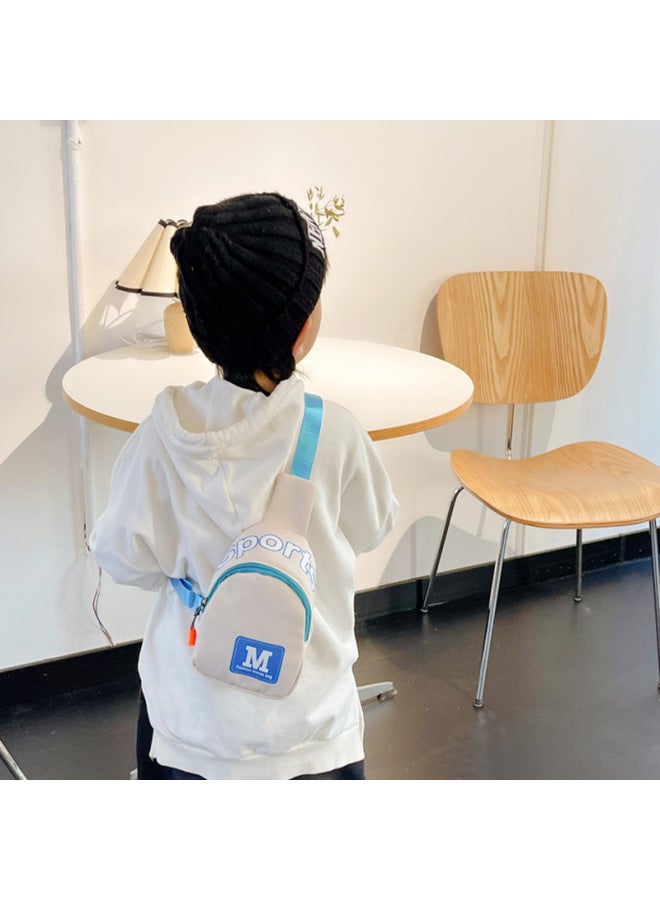 2023 Children's Contrast Color Bag Western Style Letter Simple Chest Bag Boys And Girls Going Out Fashionable Coin Purse-Color:Light Blue - Image 4