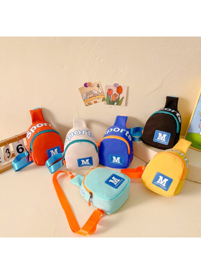 2023 Children's Contrast Color Bag Western Style Letter Simple Chest Bag Boys And Girls Going Out Fashionable Coin Purse-Color:Light Blue - Image 2