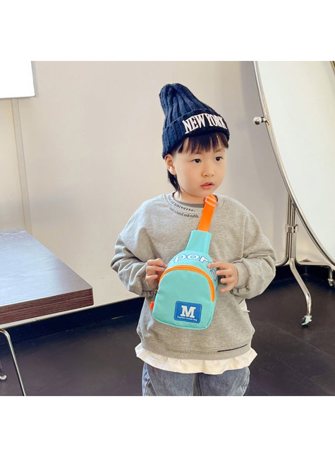2023 Children's Contrast Color Bag Western Style Letter Simple Chest Bag Boys And Girls Going Out Fashionable Coin Purse-Color:Light Blue - Image 5