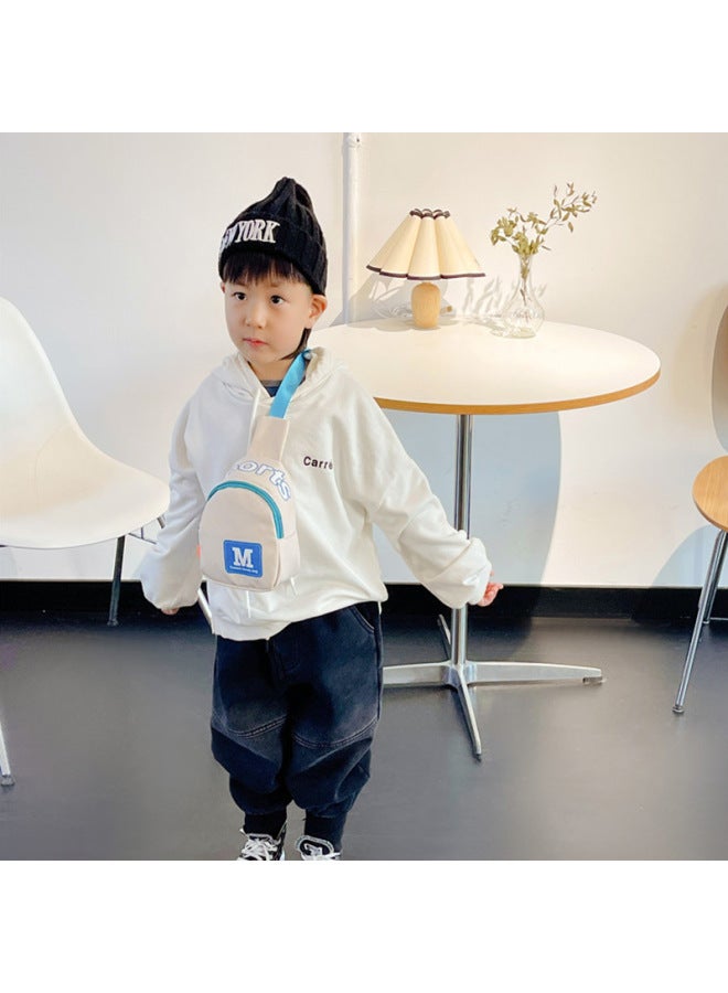 2023 Children's Contrast Color Bag Western Style Letter Simple Chest Bag Boys And Girls Going Out Fashionable Coin Purse-Color:Light Blue - Image 3