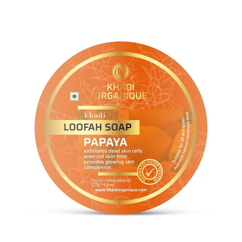 Khadi ORGANIQUE Khadi Organique Natural Herbal Papaya Loofah Soap Pack of 6 - Image 2