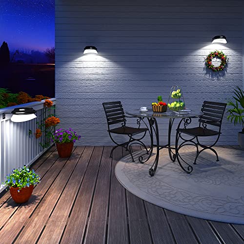 JSOT Solar Fence Lights, Bright Security Outdoor Backyard Lights Waterproof, Patio Decor Sign Lighting for Eaves Deck Pathway Garden Garage Stairs Wall 2 Installations Methods - White Light, 6 Pack - Image 3