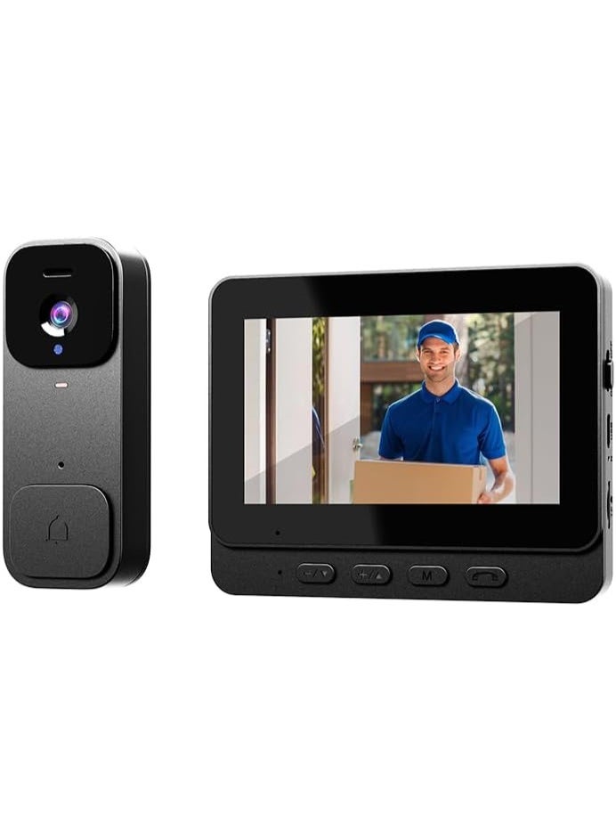 JAJEEK X7 Smart Video Doorbell Camera with 4.3 Inch HD Screen, WiFi, Battery Powered, Home Security Monitor - Image 1