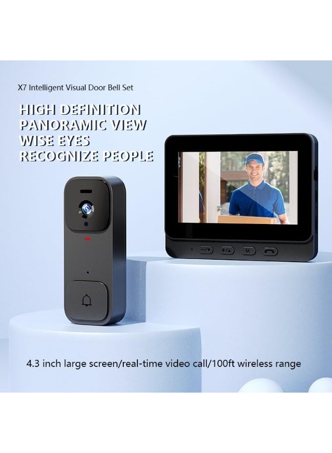 JAJEEK X7 Smart Video Doorbell Camera with 4.3 Inch HD Screen, WiFi, Battery Powered, Home Security Monitor - Image 5