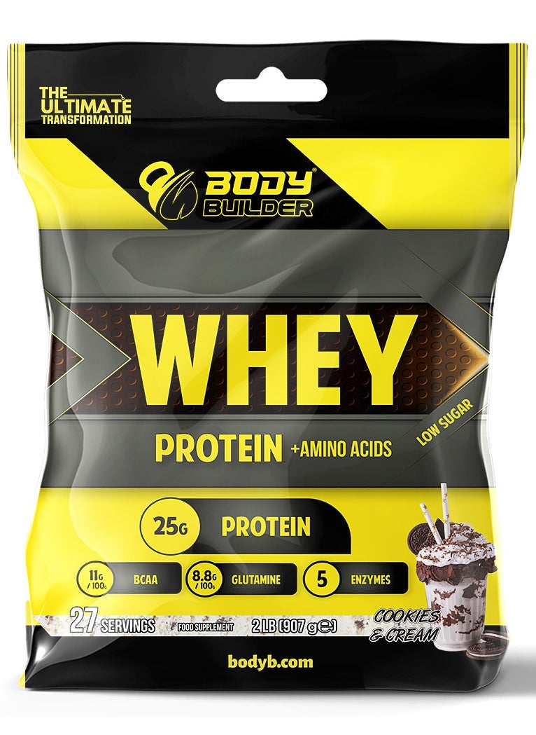 Body Builder Body Builder 100% whey protein - Cookies Cream- 2lb, Elite Whey Protein Blend for Optimal Muscle Growth and Recovery, Rich in BCAAs, Glutamine and Digestive Enzymes, perfect post workout fuel  - Image 1